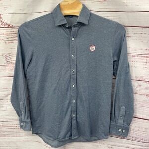 Stitch Golf Shirt Mens Large Long Sleeve Button Down Blue Heathered Performance